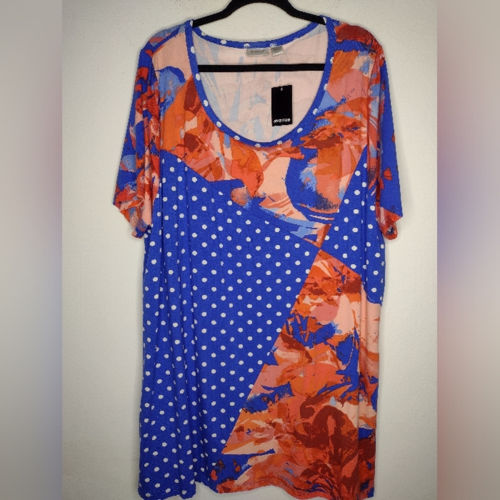 NWT Avenue Women's Pink/Blue/Tunic Pia Layered Top Size 26/28
